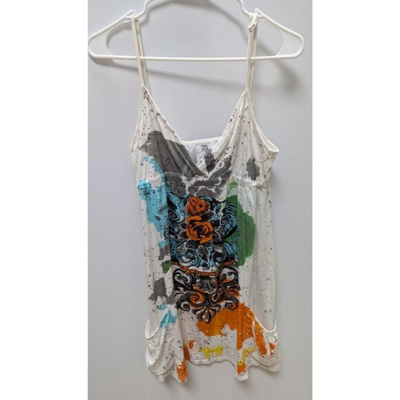 Banana Split USA White Multicolor Graphic Mini Dress - Picture 1 of 2
